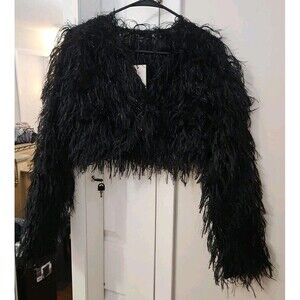 Hot & Delicious Black Feathered Jacket